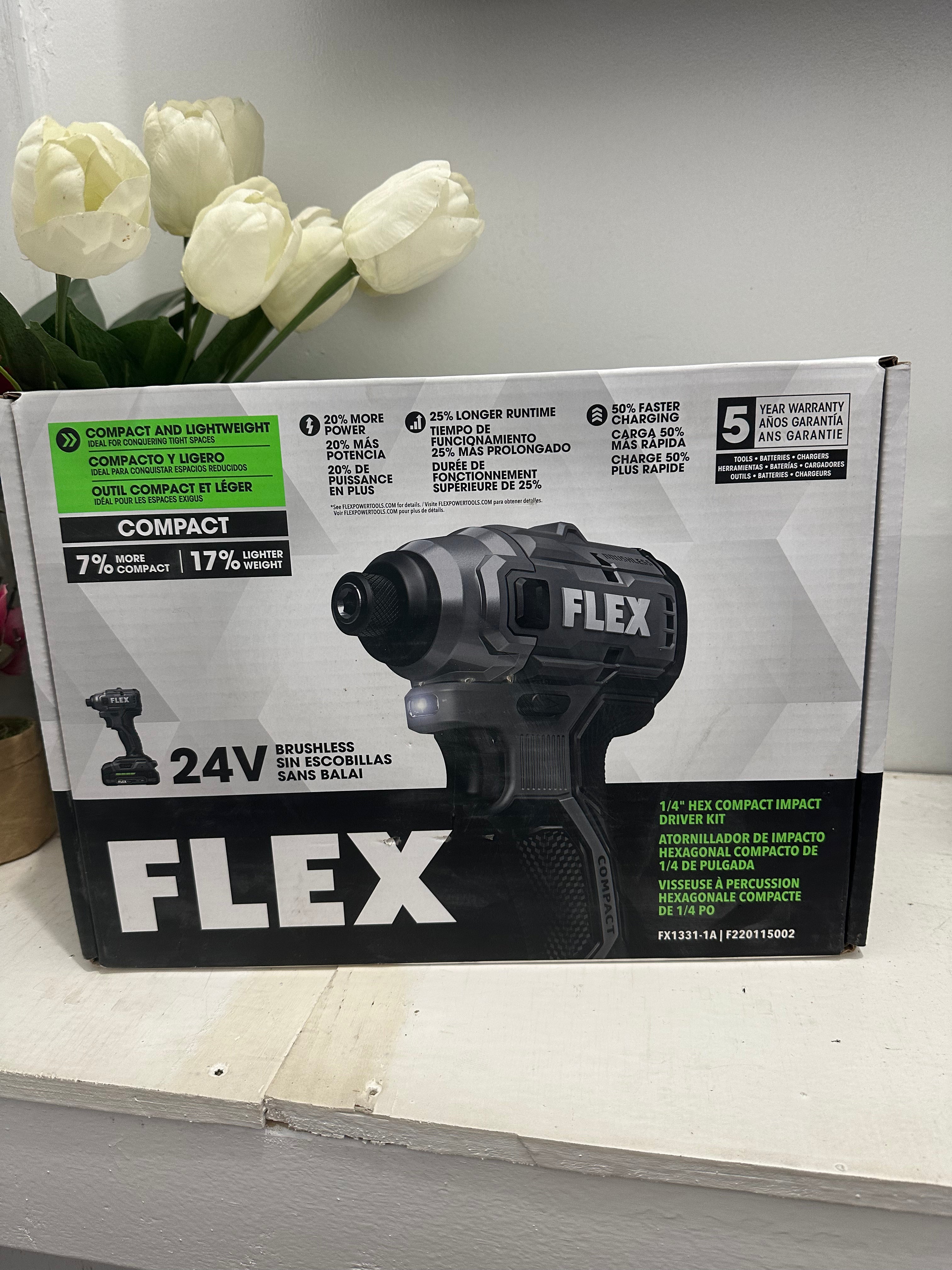 FLEX 24v brushless, 1/4" compact driver kit