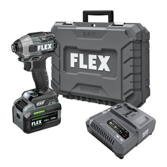 FLEX 24v brushless, 1/4" compact driver kit